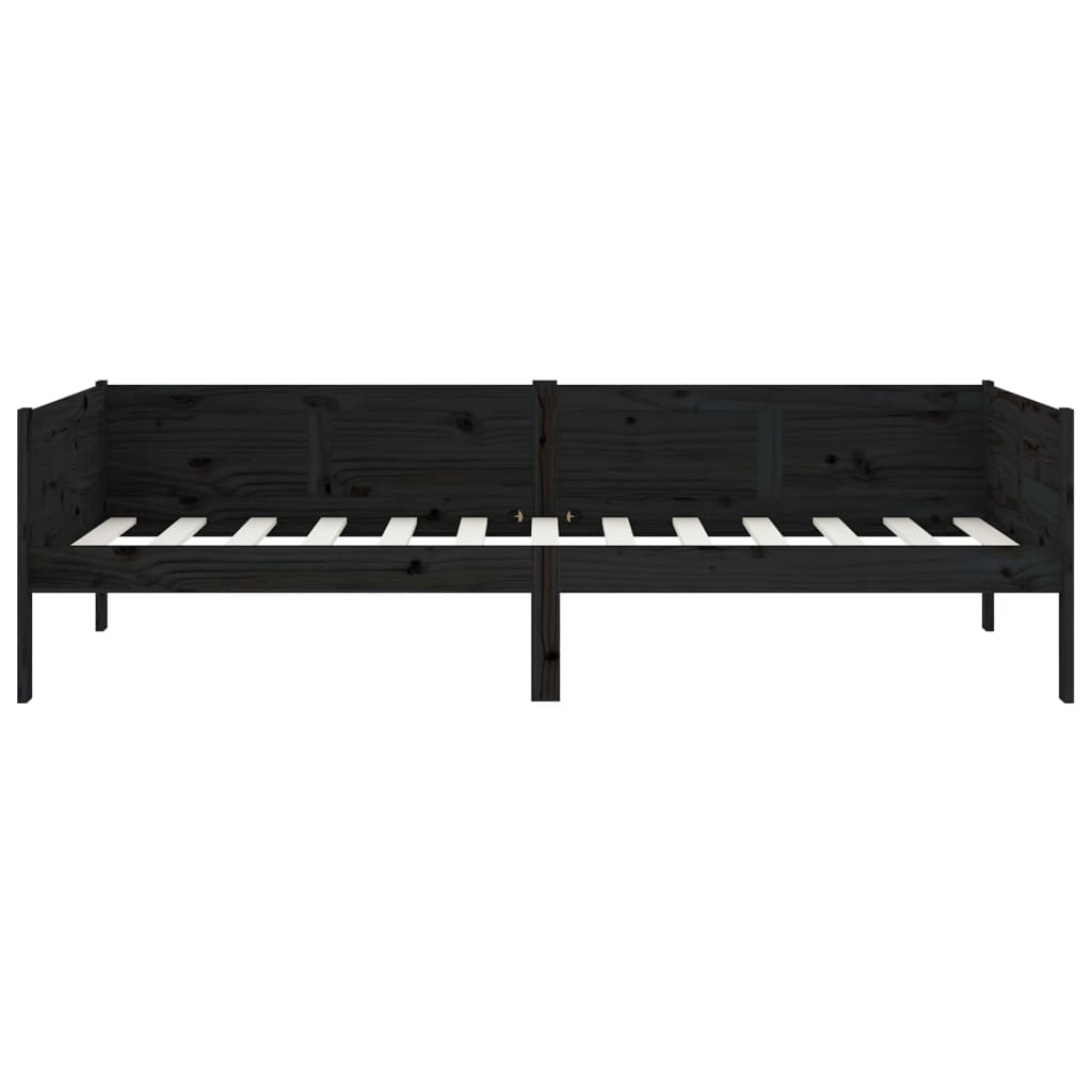 Lit de jour sans matelas noir bois de pin massif 90x190 cm - XIOS