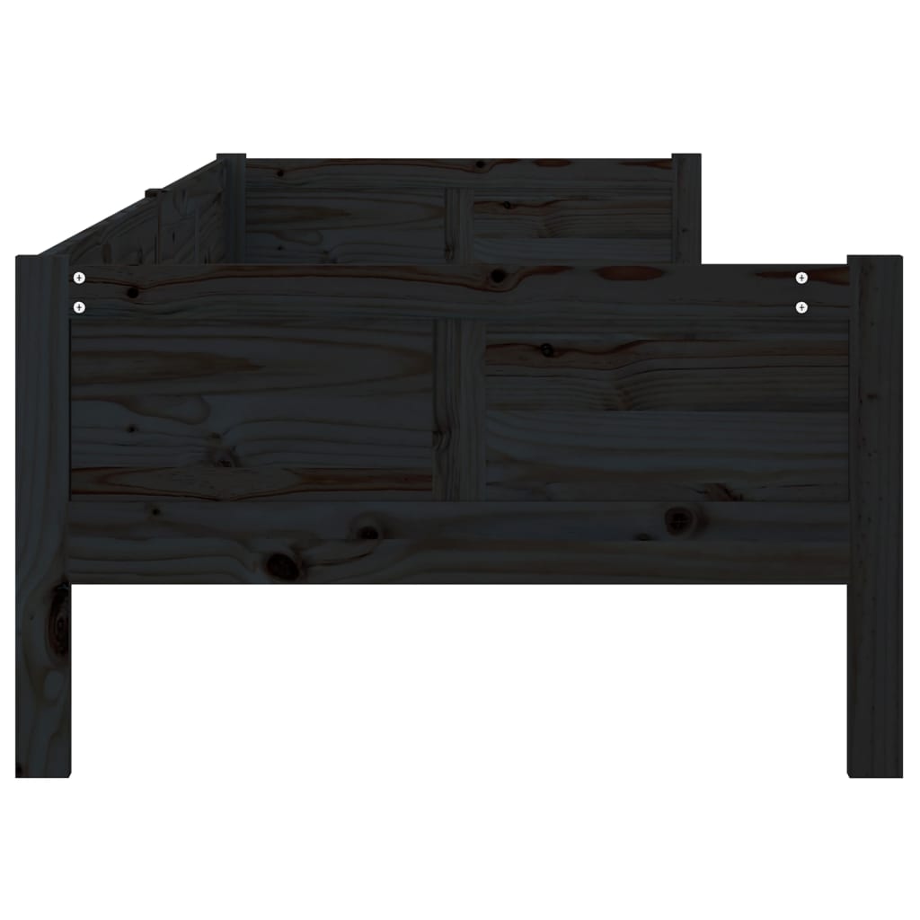 Lit de jour sans matelas noir bois de pin massif 90x190 cm - XIOS