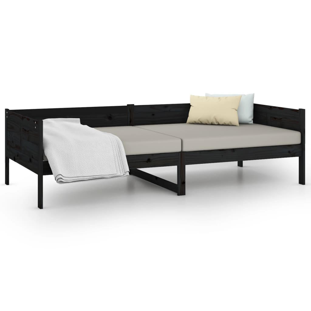 Lit de jour sans matelas noir bois de pin massif 90x190 cm - XIOS