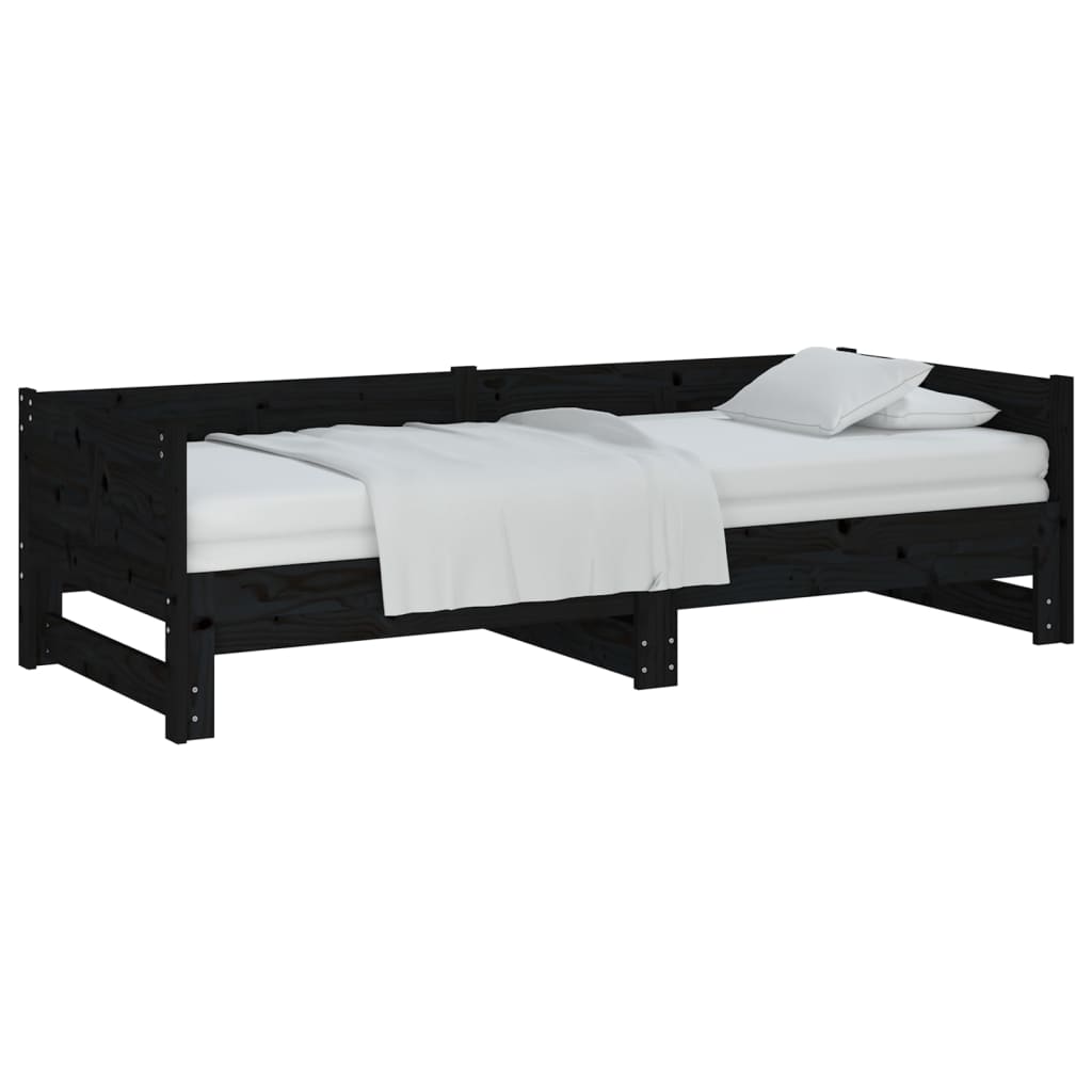 Lit coulissant sans matelas noir 2x(90x200) cm - XIOS