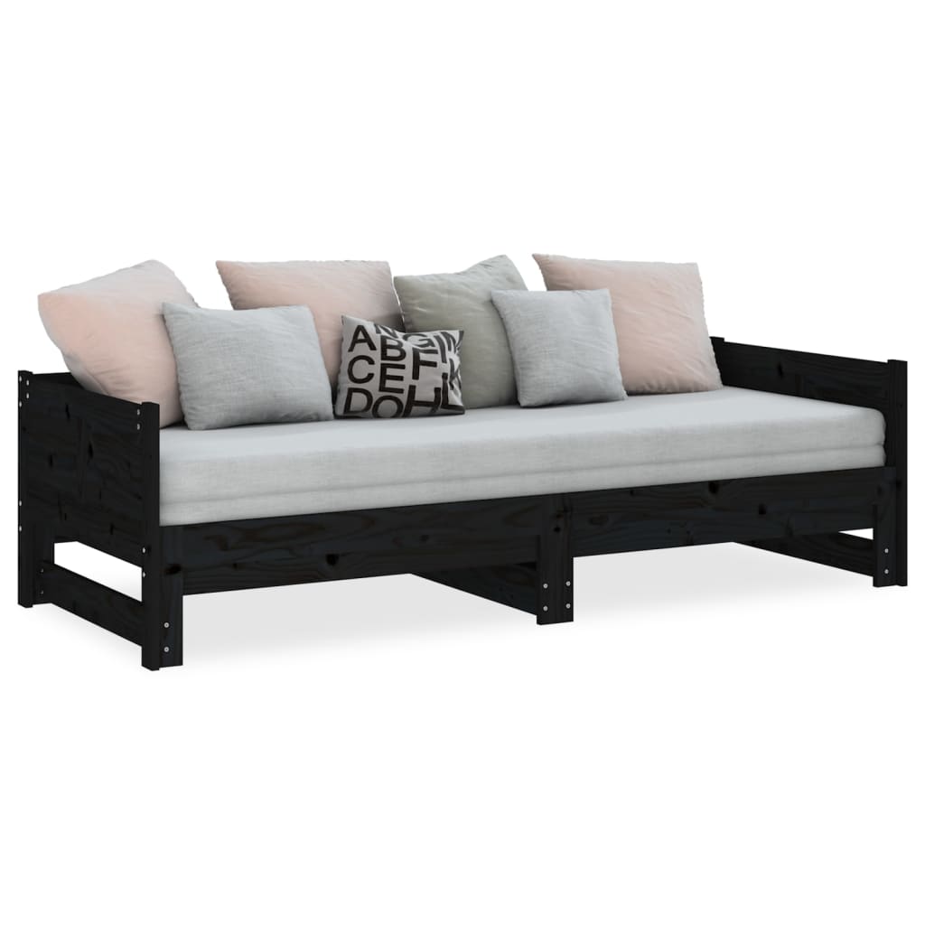 Lit coulissant sans matelas noir 2x(90x200) cm - XIOS