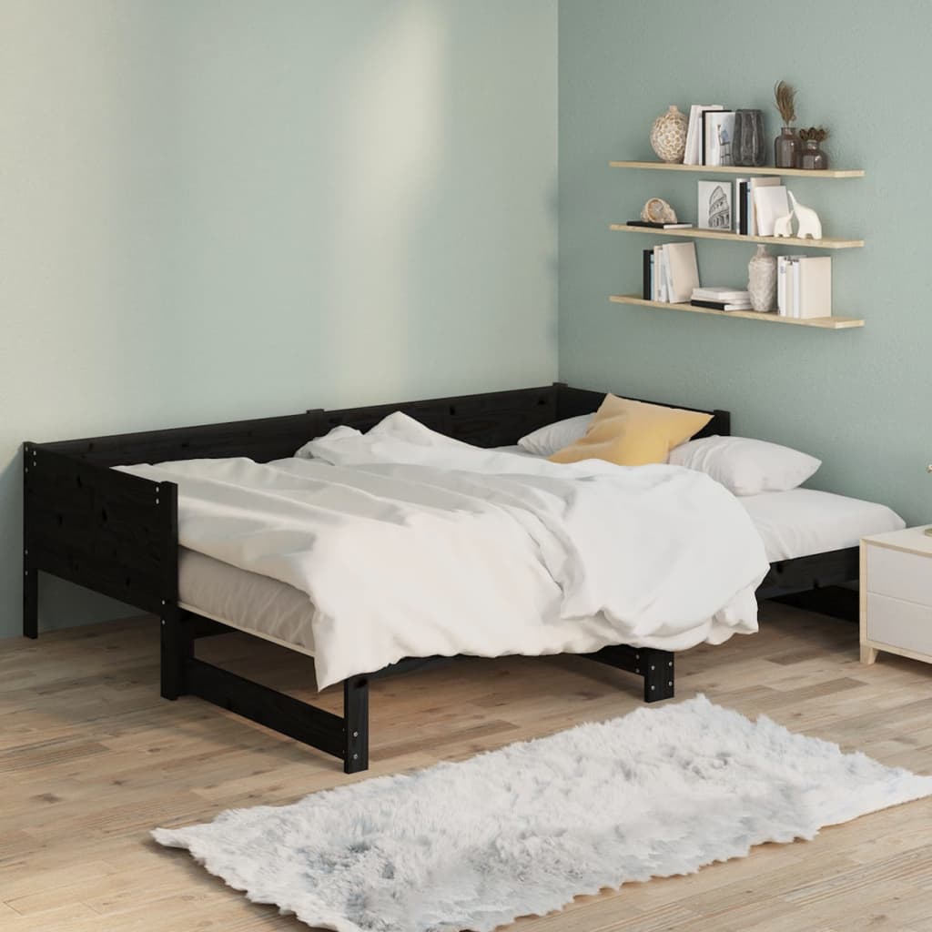 Lit coulissant sans matelas noir 2x(90x200) cm - XIOS