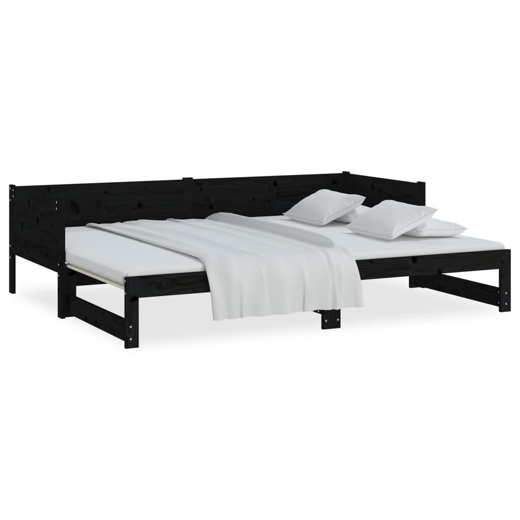 Lit coulissant sans matelas noir 2x(90x200) cm - XIOS