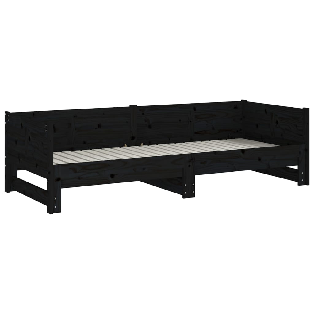 Lit coulissant sans matelas noir 2x(90x200) cm - XIOS