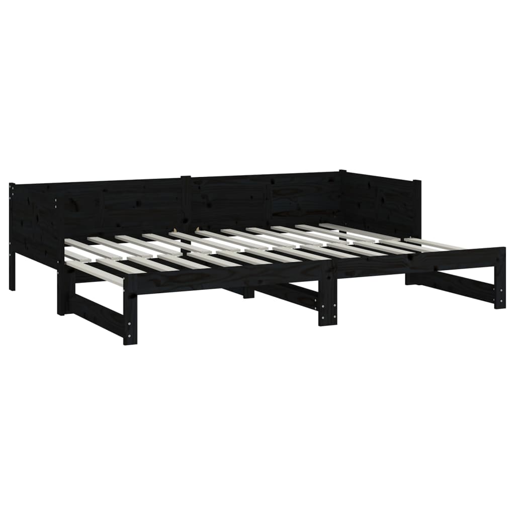 Lit coulissant sans matelas noir 2x(90x200) cm - XIOS