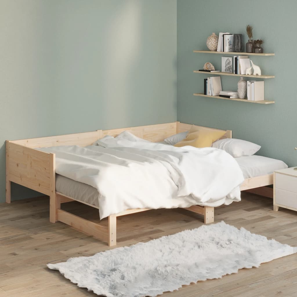Lit coulissant sans matelas bois de pin massif 2x(90x190) cm - XIOS