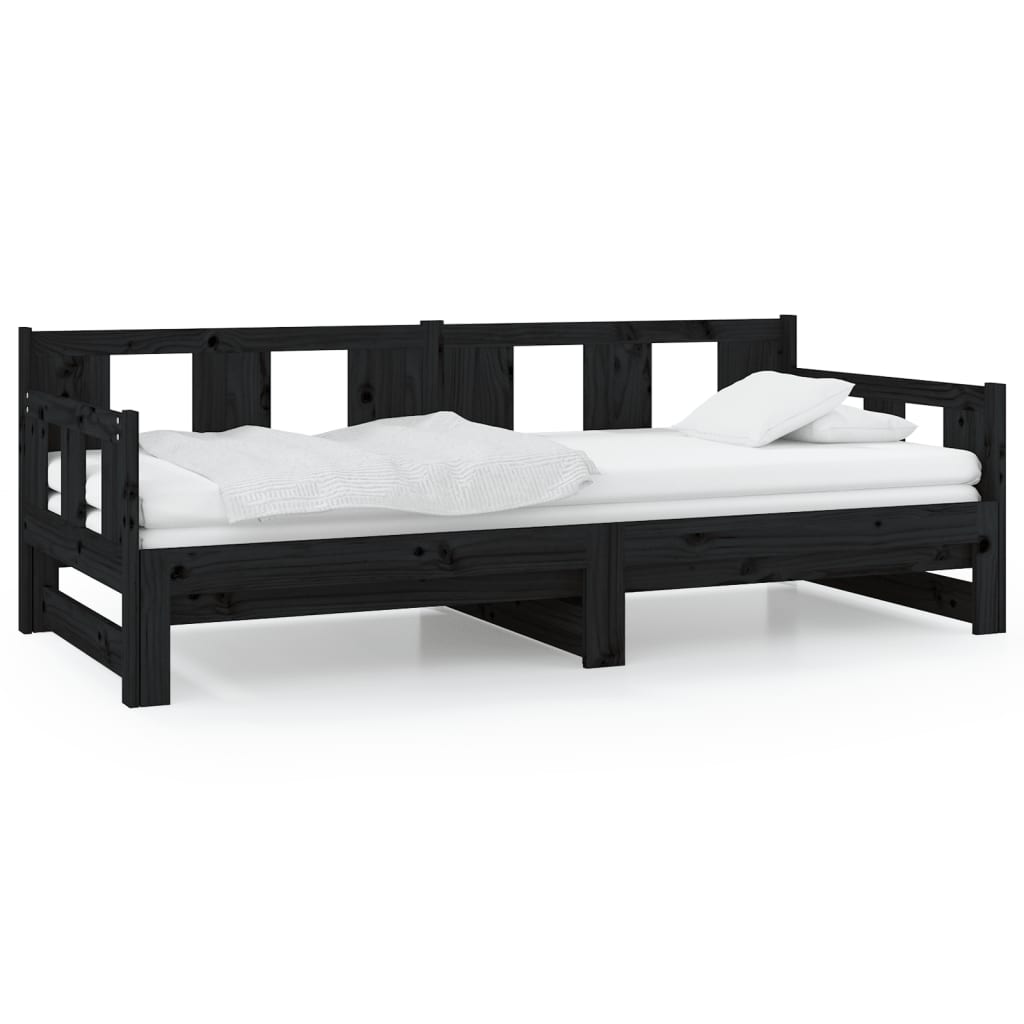 Lit coulissant sans matelas noir 2x(80x200)cm - XIOS