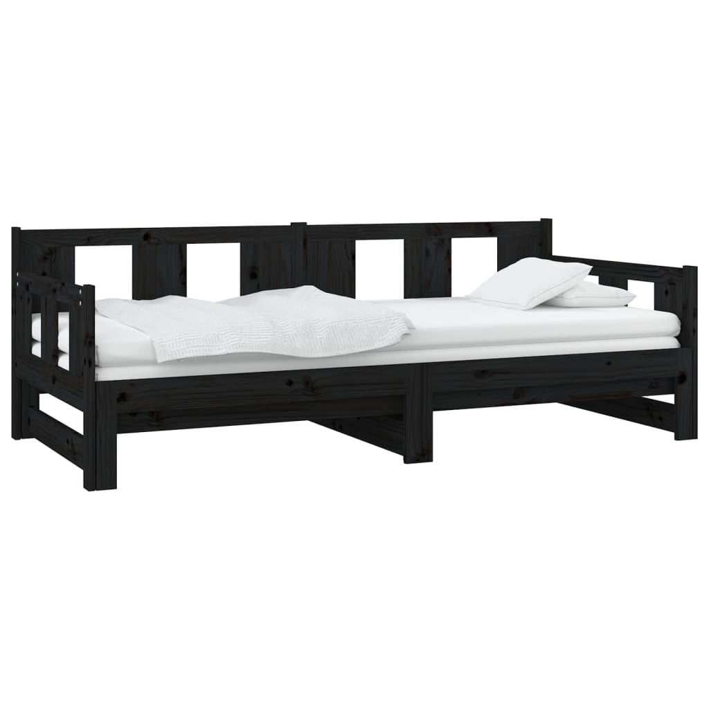 Lit coulissant sans matelas noir 2x(80x200)cm - XIOS