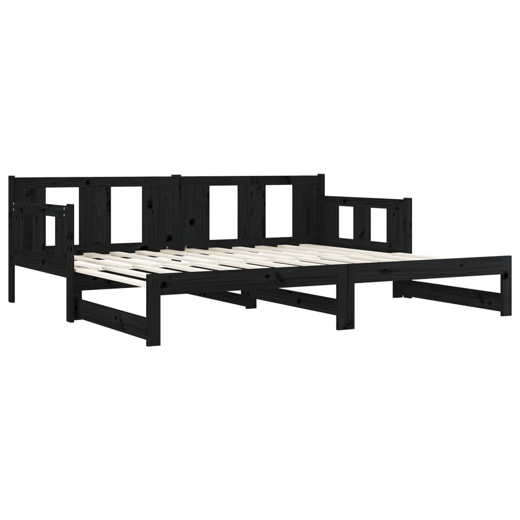 Lit coulissant sans matelas noir 2x(80x200)cm - XIOS