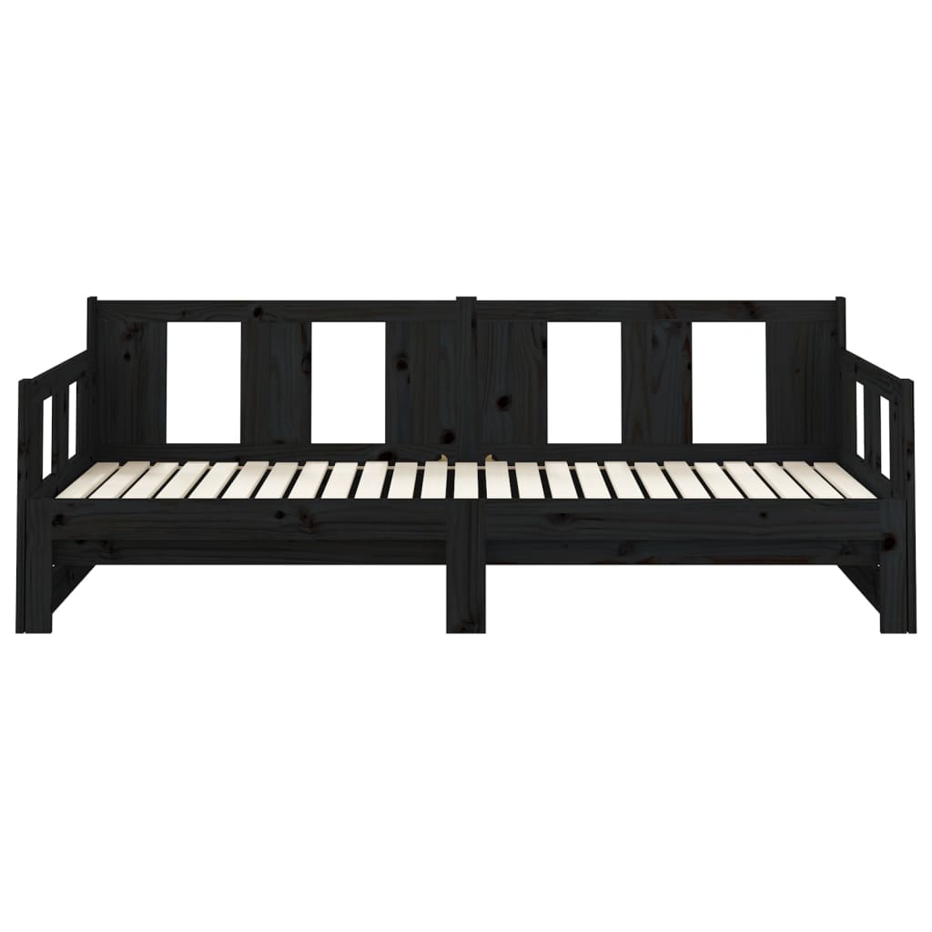 Lit coulissant sans matelas noir bois de pin massif - XIOS