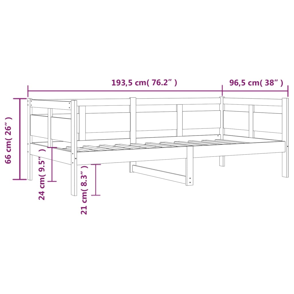 Lit de jour sans matelas bois de pin massif 90x190 cm - XIOS
