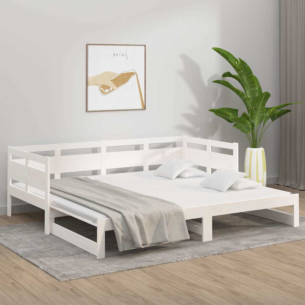 Lit coulissant sans matelas blanc 2x(90x200) cm