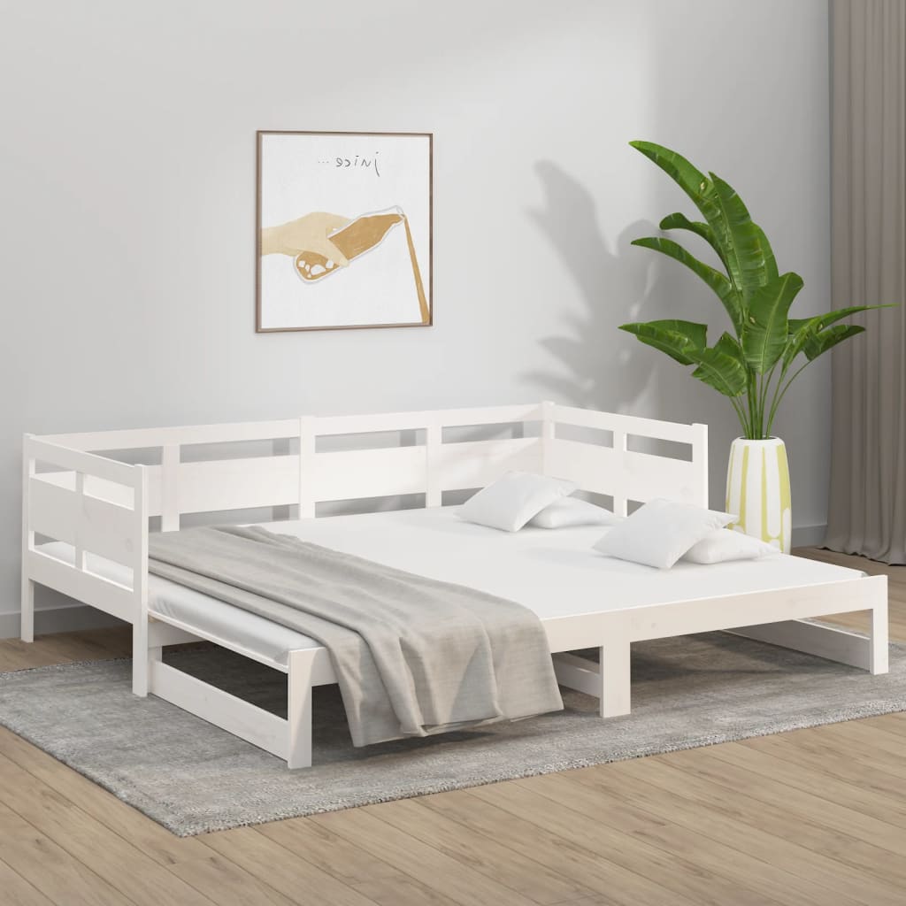 Lit coulissant sans matelas blanc 2x(80x200)cm - XIOS