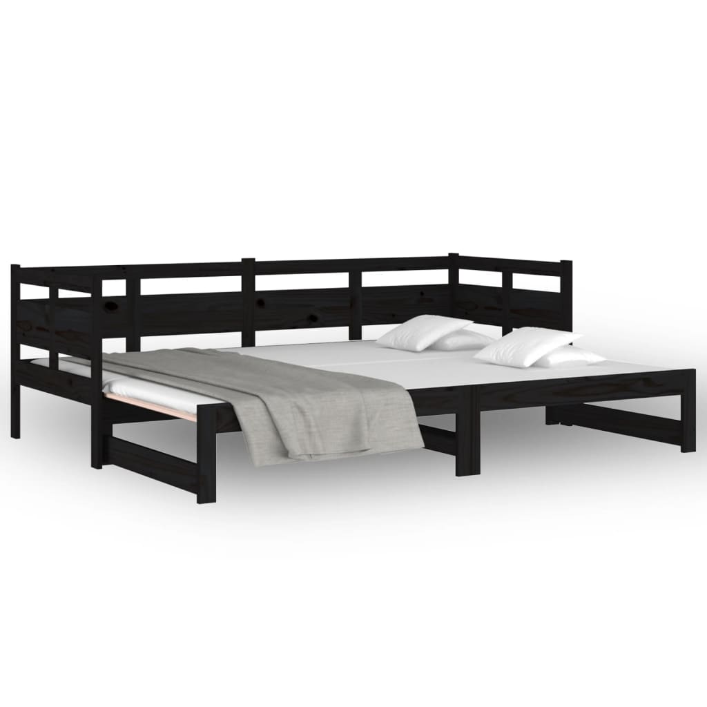 Lit coulissant sans matelas noir 2x(80x200)cm - XIOS