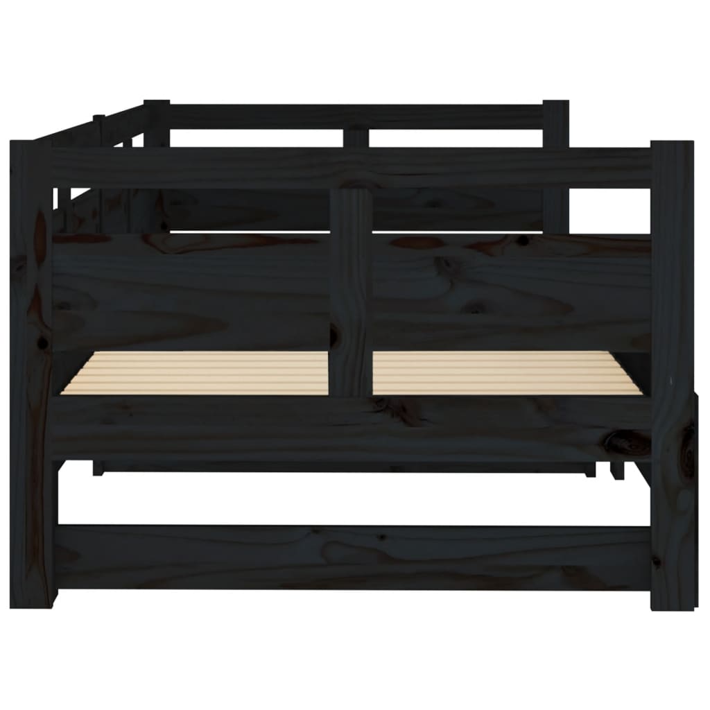 Lit coulissant sans matelas noir 2x(80x200)cm - XIOS