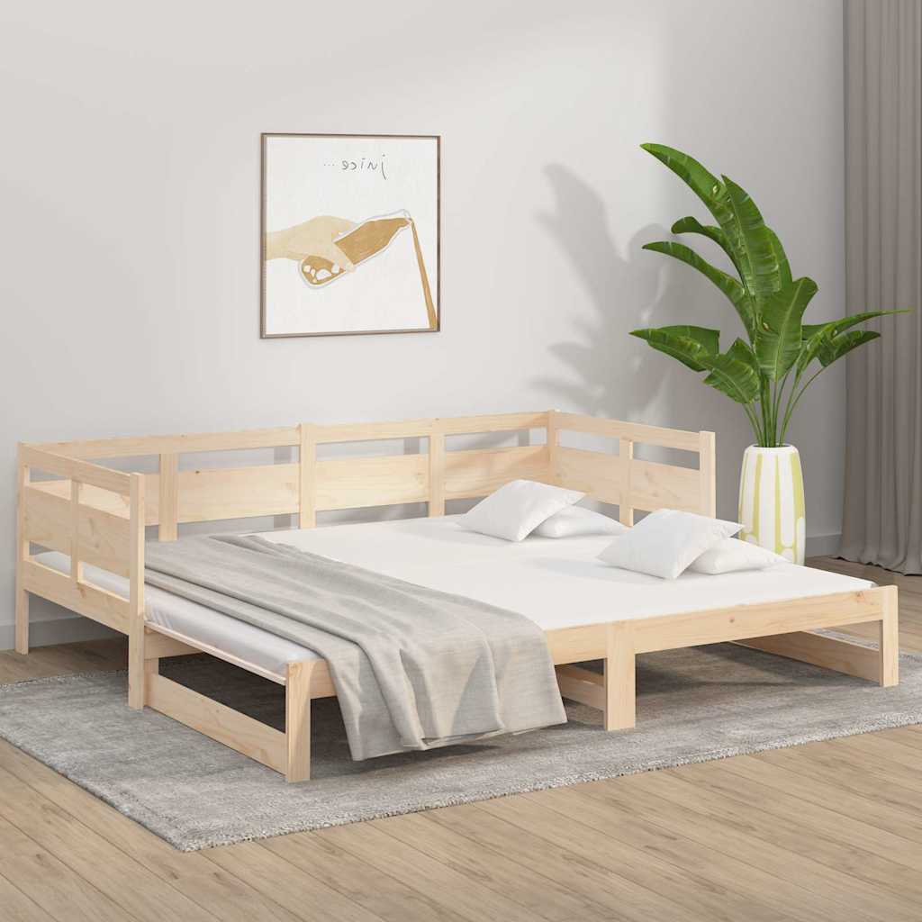 Lit coulissant sans matelas bois de pin massif 2x(90x190) cm - XIOS