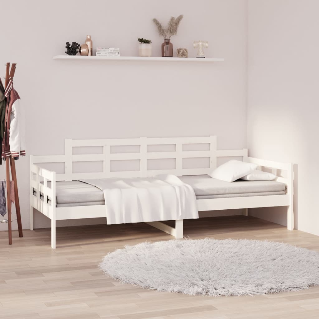 Lit de jour sans matelas blanc bois de pin massif 90x190 cm - XIOS