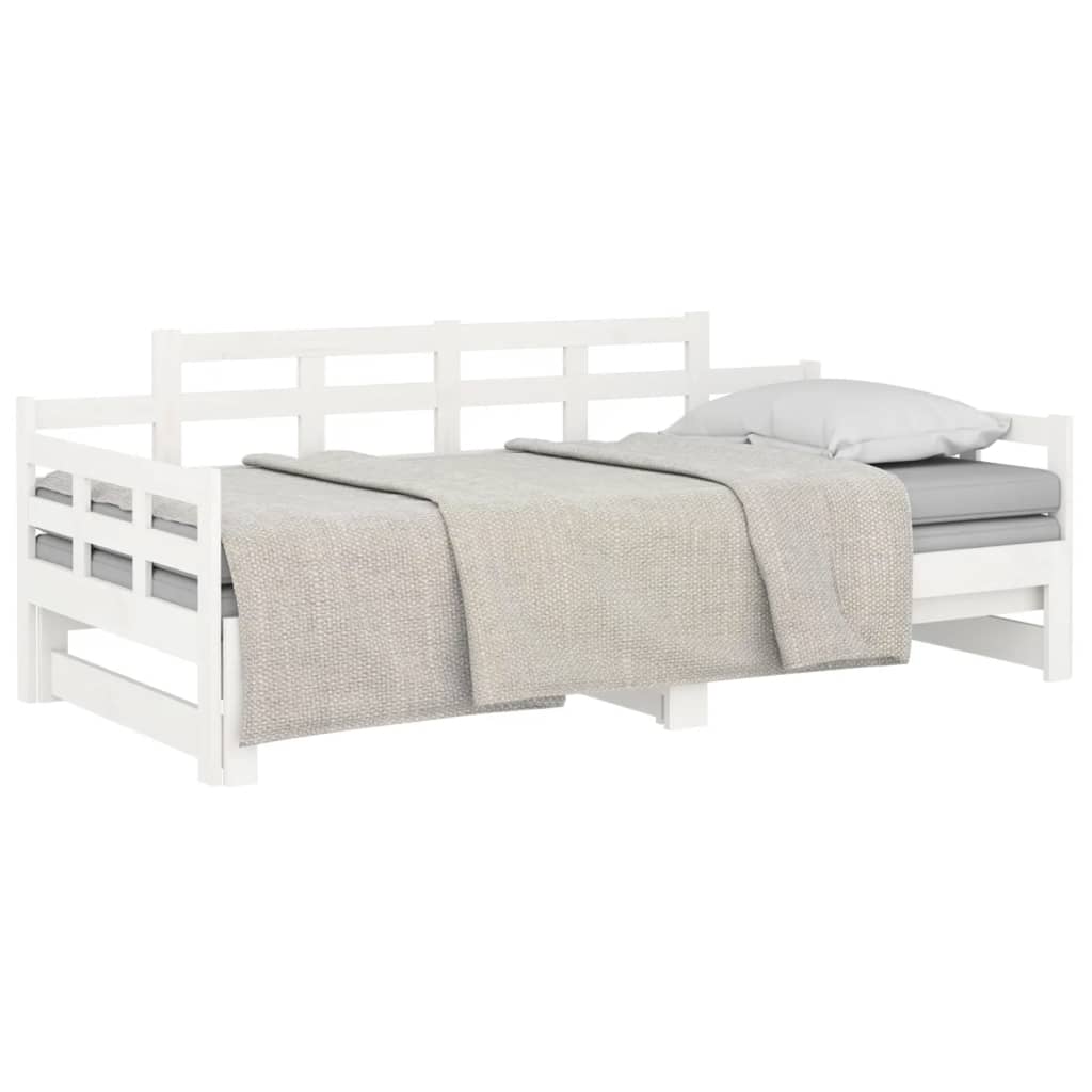 Lit coulissant sans matelas blanc bois de pin solide - XIOS