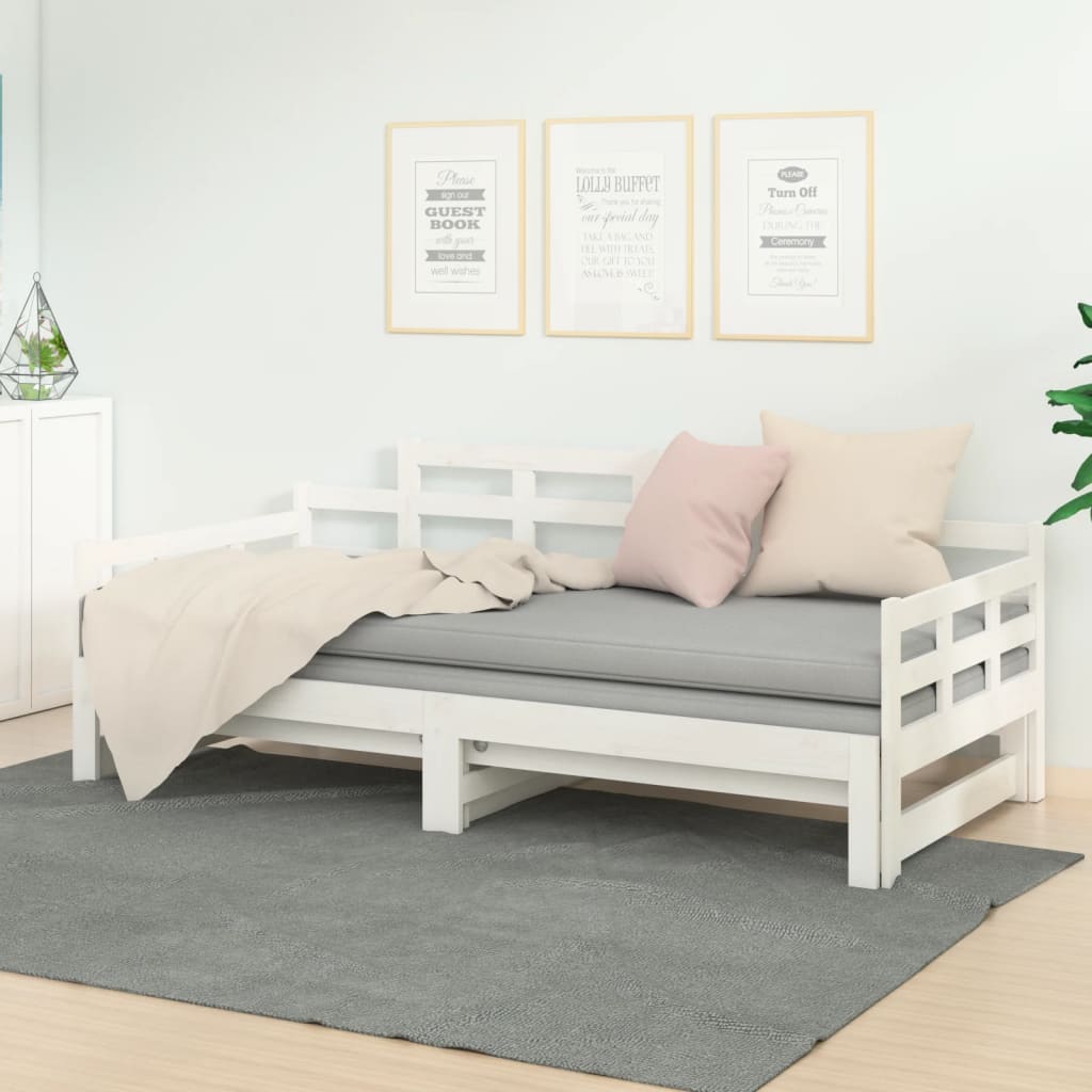 Lit coulissant sans matelas blanc bois de pin solide - XIOS