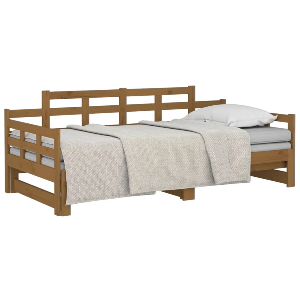 Lit coulissant sans matelas marron miel 2x(90x190) cm - XIOS