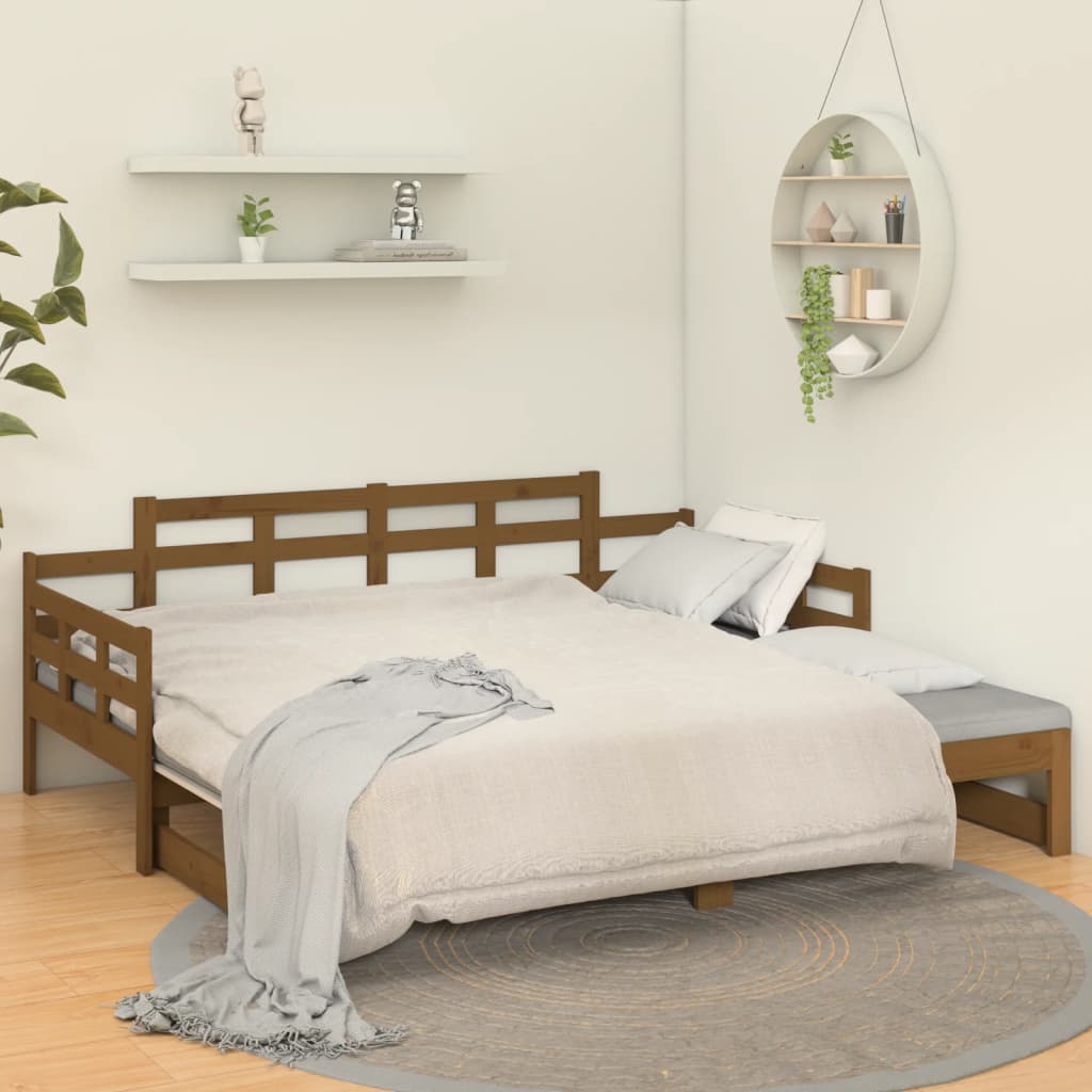 Lit coulissant sans matelas marron miel 2x(90x190) cm - XIOS