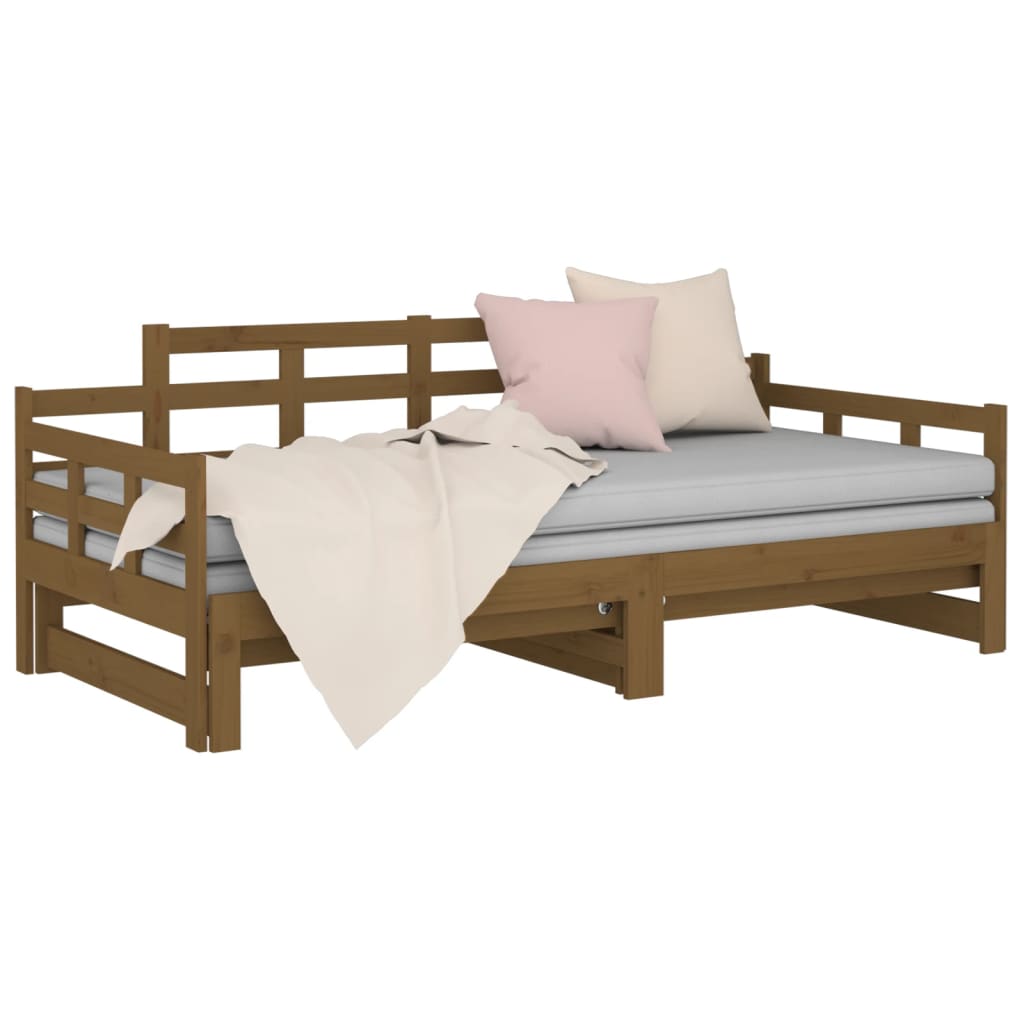 Lit coulissant sans matelas marron miel 2x(90x190) cm - XIOS