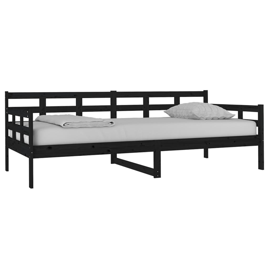 Lit de jour sans matelas noir bois de pin massif 90x200 cm - XIOS