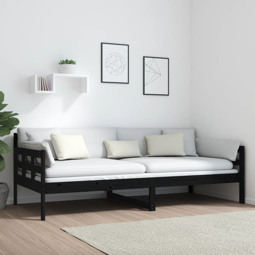 Lit de jour sans matelas noir bois de pin massif 90x200 cm - XIOS
