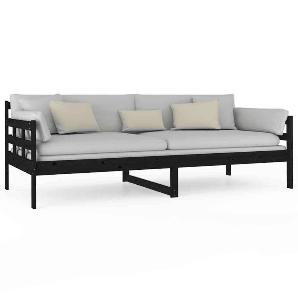 Lit de jour sans matelas noir bois de pin massif 90x200 cm - XIOS