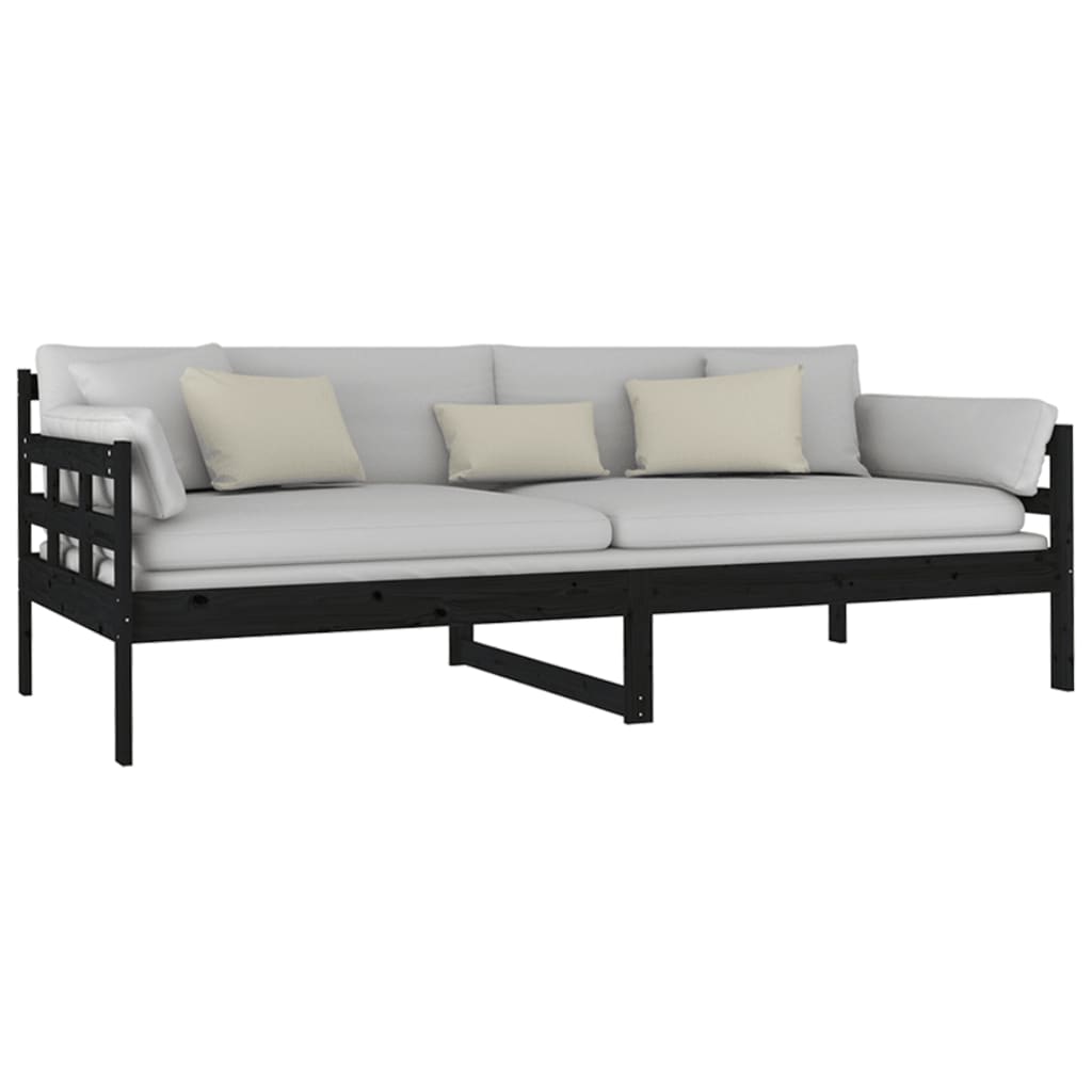 Lit de jour sans matelas noir bois de pin massif 90x200 cm - XIOS