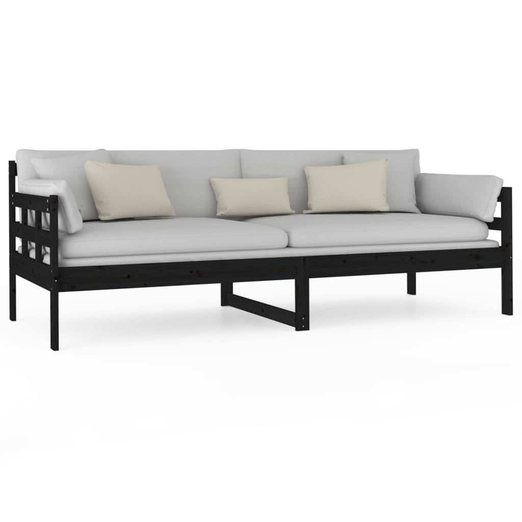 Lit de jour sans matelas noir bois de pin massif 80x200 cm - XIOS