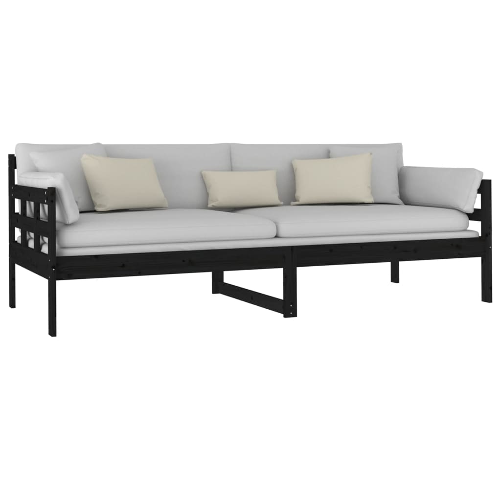 Lit de jour sans matelas noir bois de pin massif 80x200 cm - XIOS