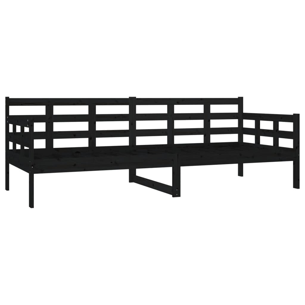 Lit de jour sans matelas noir bois de pin massif 80x200 cm - XIOS