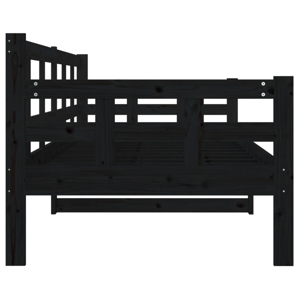 Lit de jour sans matelas noir bois de pin massif 80x200 cm - XIOS