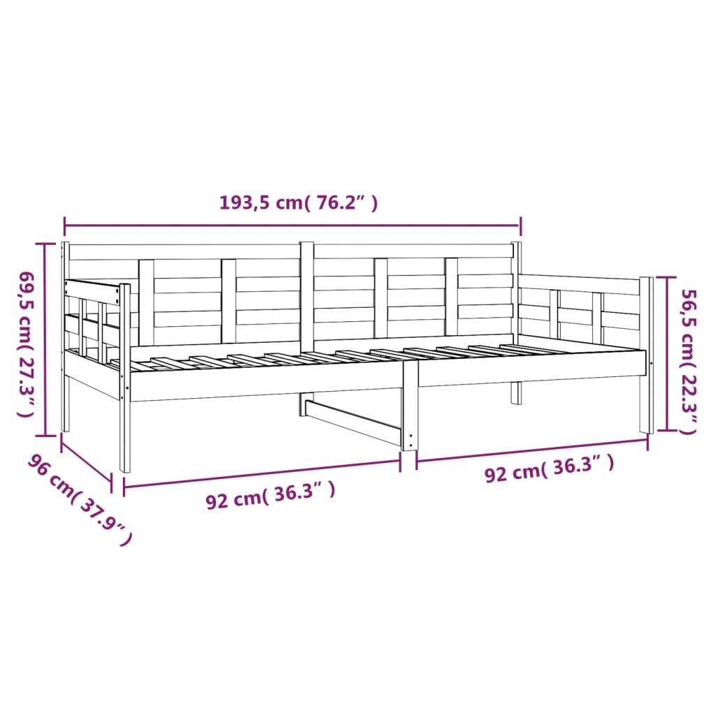 Lit de jour sans matelas blanc bois de pin massif 90x190 cm - XIOS