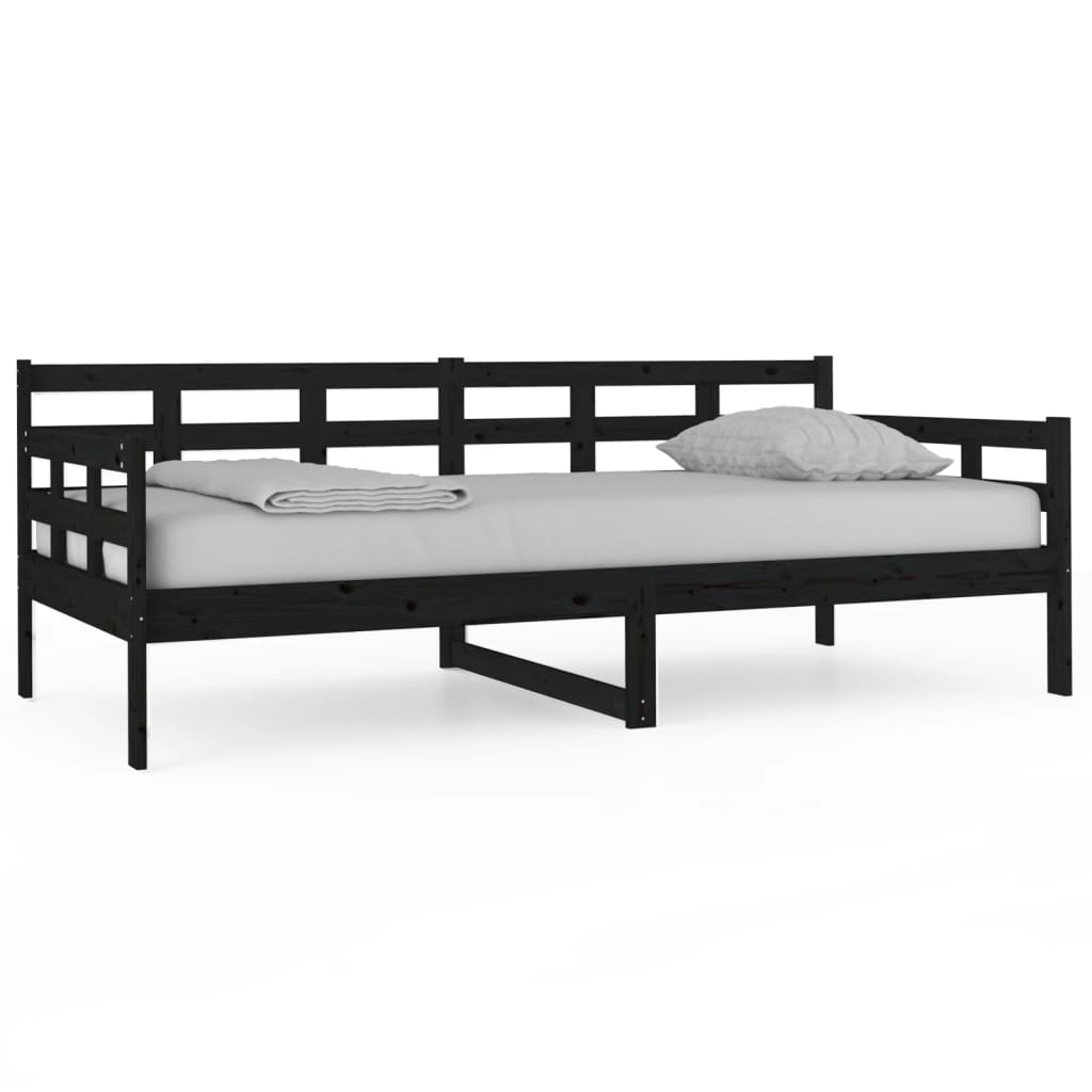 Lit de jour sans matelas noir bois de pin massif 90x190 cm - XIOS