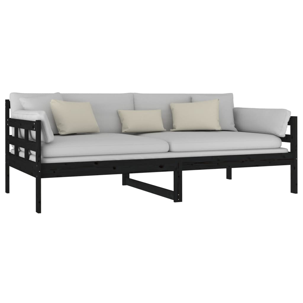 Lit de jour sans matelas noir bois de pin massif 90x190 cm - XIOS