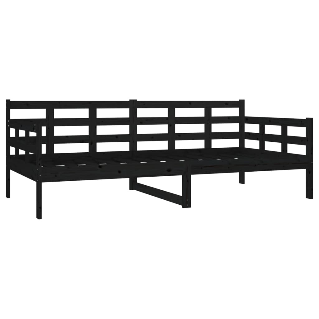 Lit de jour sans matelas noir bois de pin massif 90x190 cm - XIOS