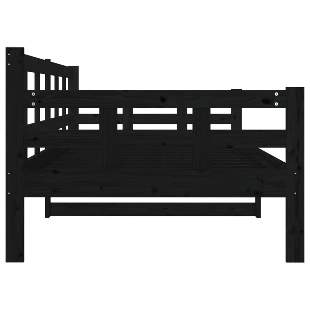 Lit de jour sans matelas noir bois de pin massif 90x190 cm - XIOS