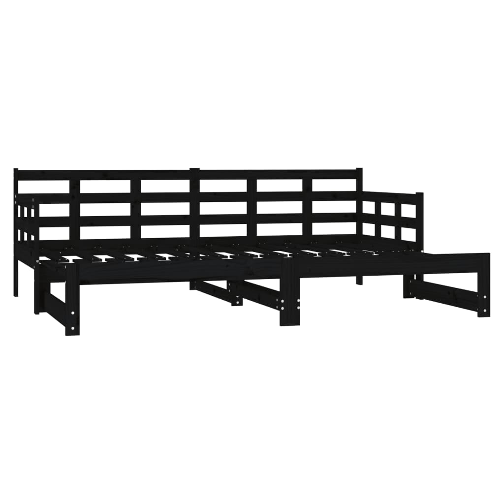 Lit coulissant sans matelas noir 2x(90x200) cm - XIOS