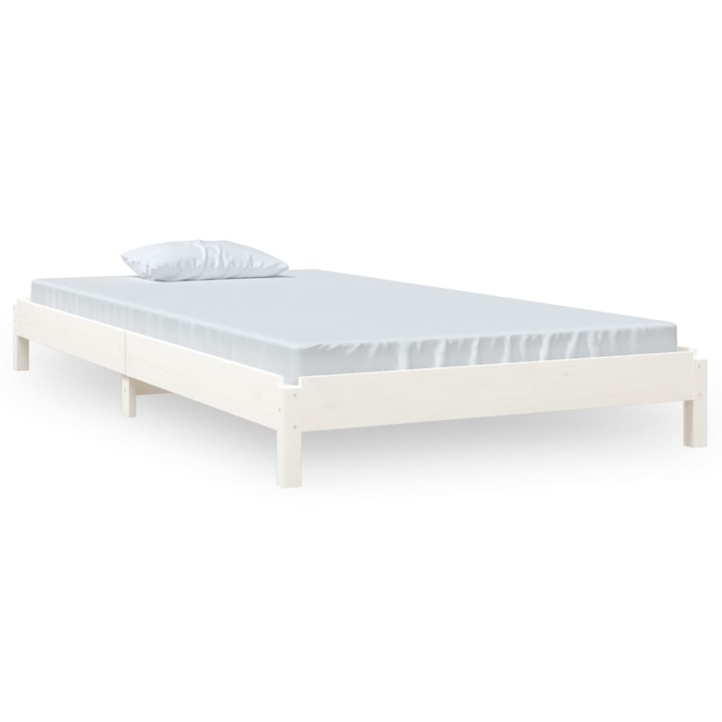 Lit empilable sans matelas blanc 100x200 cm bois de pin massif - XIOS