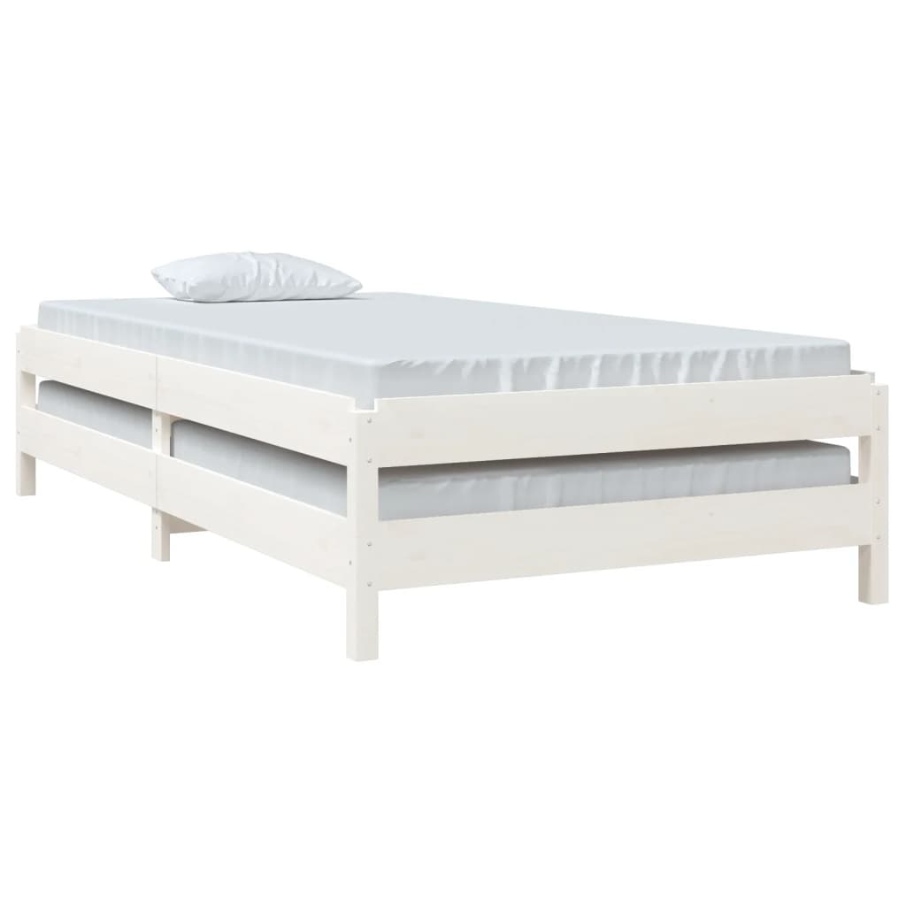 Lit empilable sans matelas blanc 100x200 cm bois de pin massif - XIOS