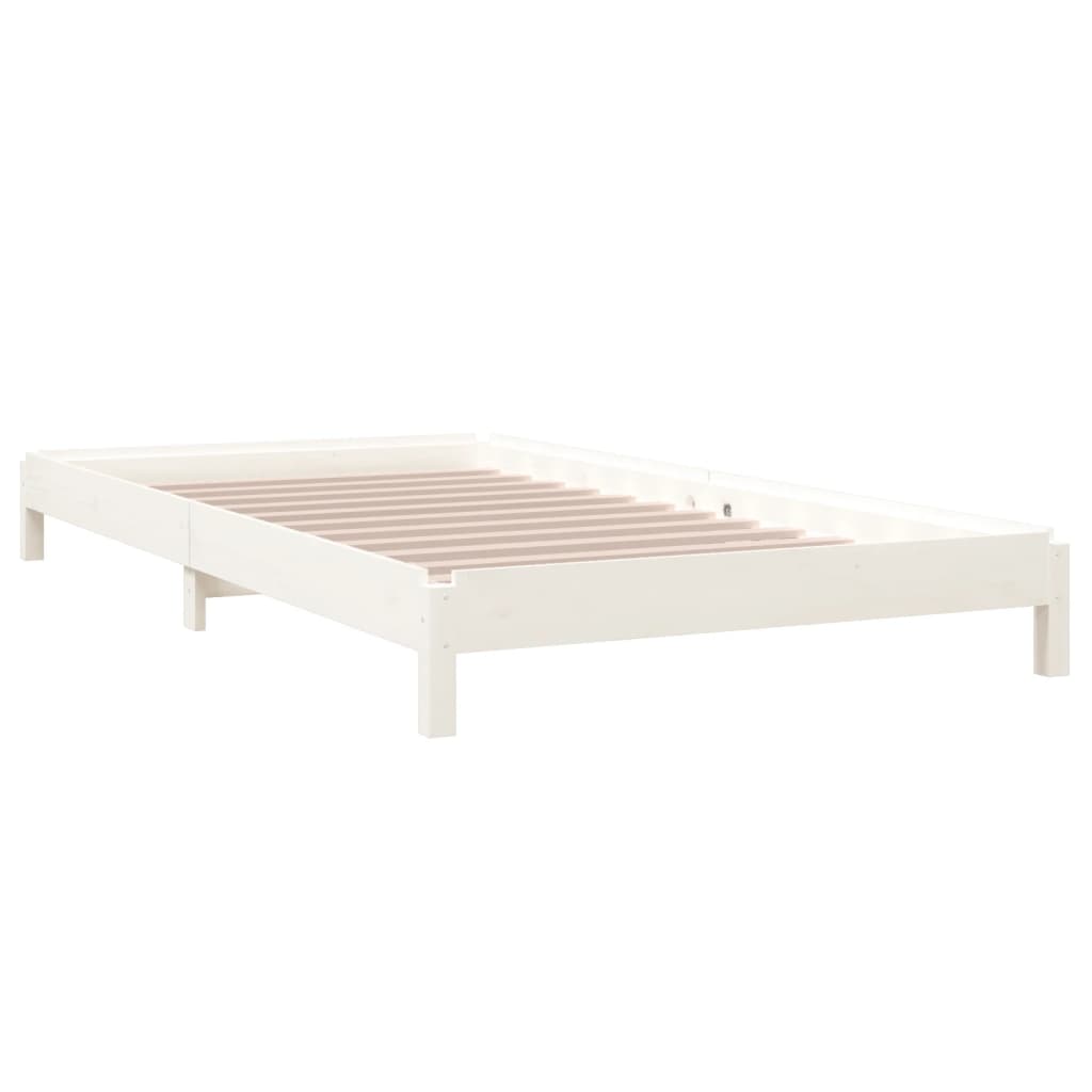 Lit empilable sans matelas blanc 100x200 cm bois de pin massif - XIOS