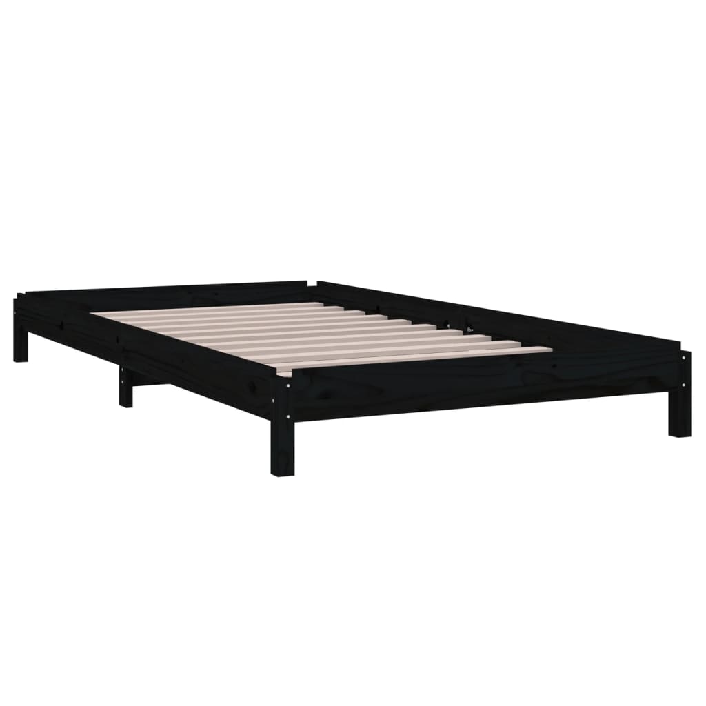 Lit empilable sans matelas noir 90x200 cm bois de pin massif - XIOS