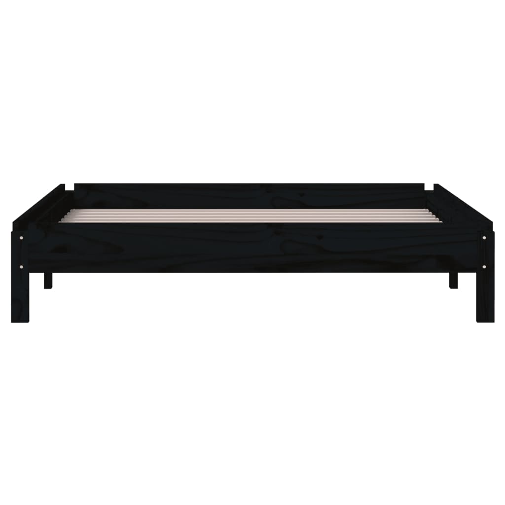 Lit empilable sans matelas noir 90x200 cm bois de pin massif - XIOS