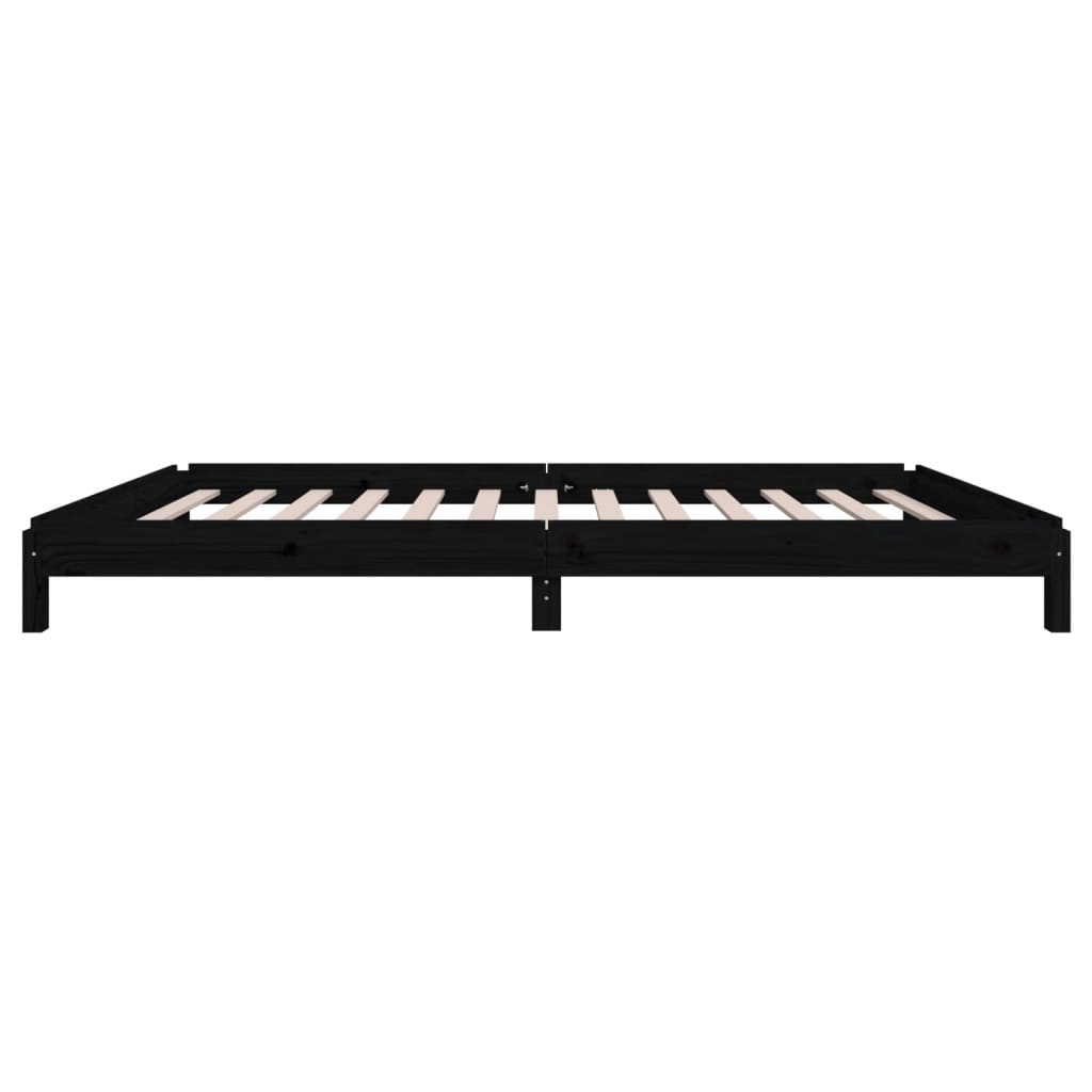 Lit empilable sans matelas noir 90x200 cm bois de pin massif - XIOS