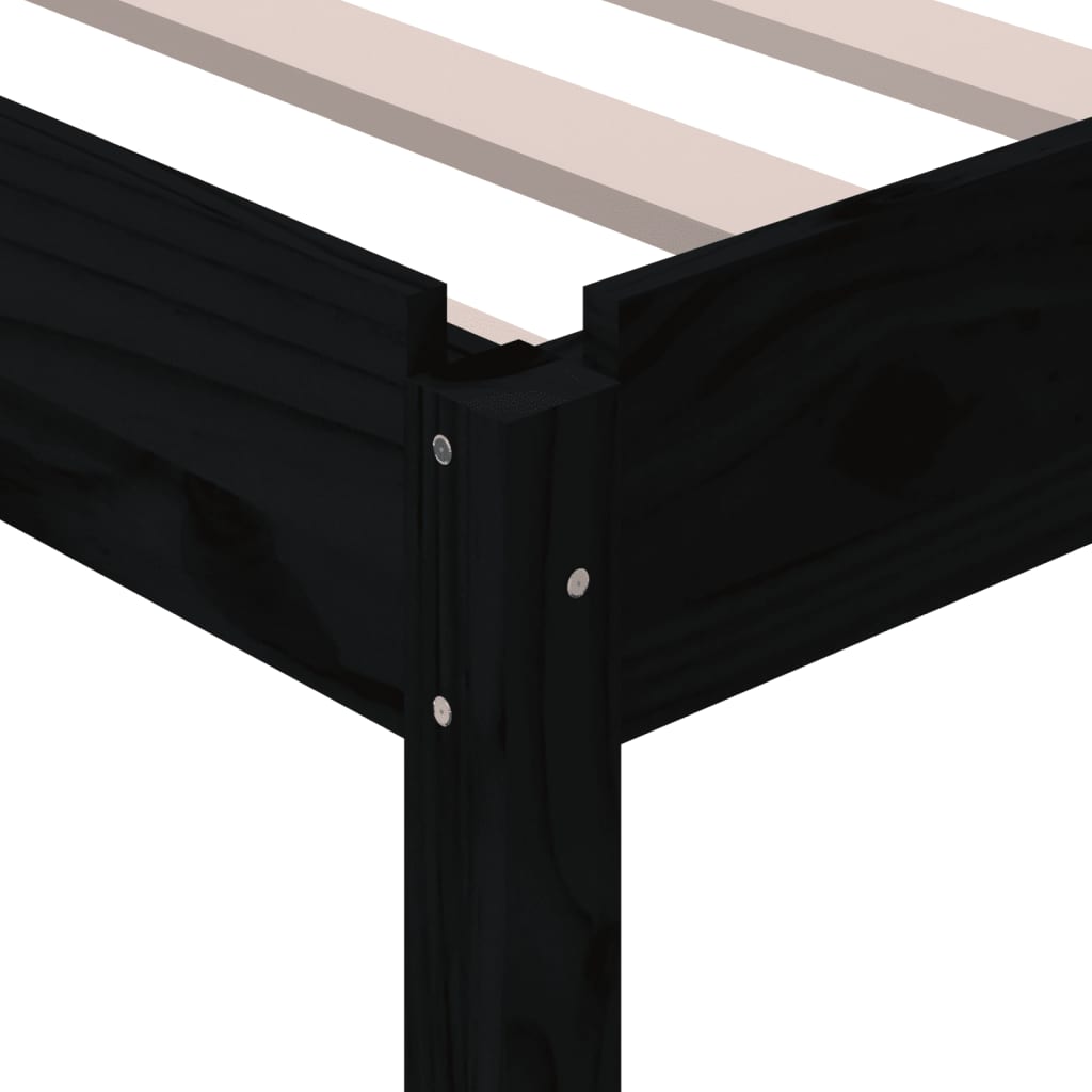 Lit empilable sans matelas noir 90x200 cm bois de pin massif - XIOS