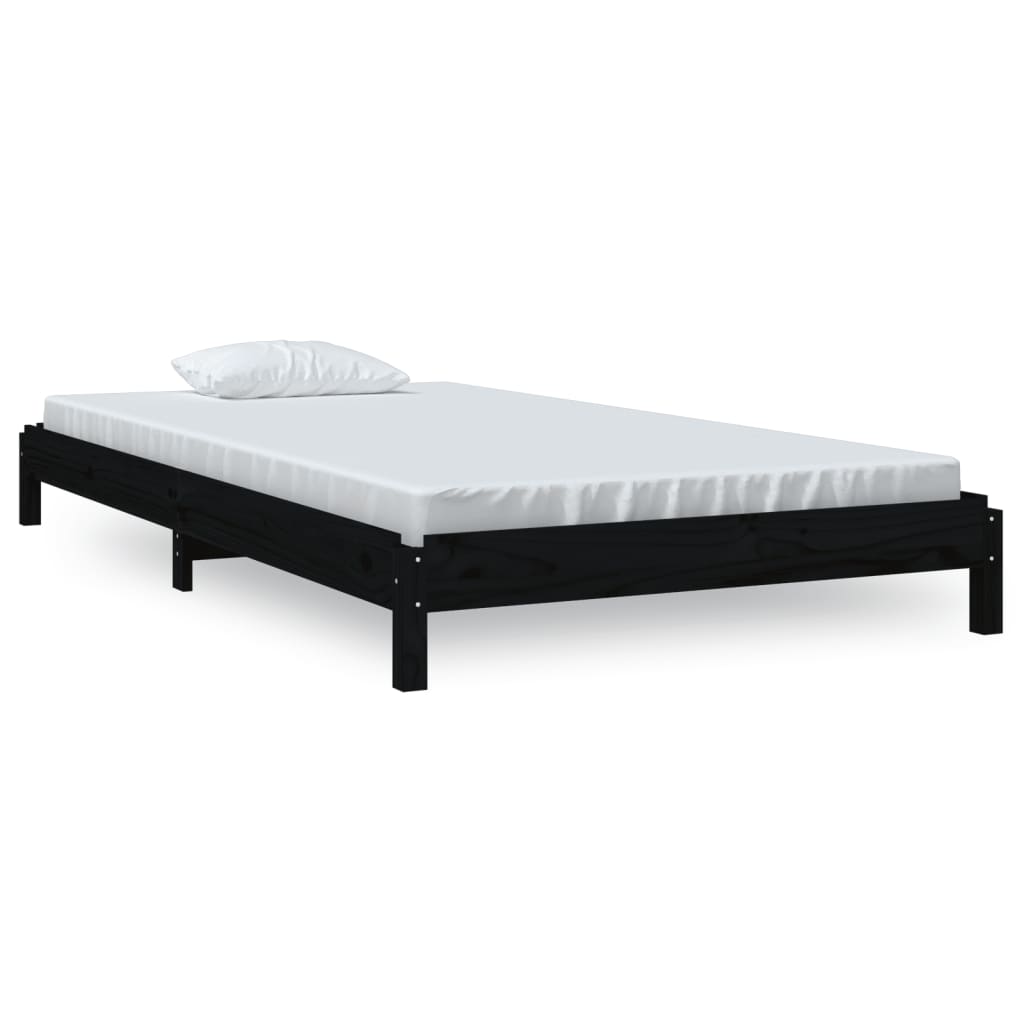 Lit empilable sans matelas noir 80x200 cm bois massif de pin - XIOS