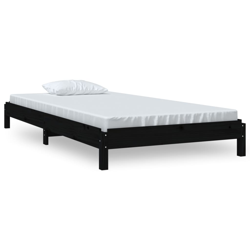 Lit empilable sans matelas noir 75x190 cm bois de pin massif - XIOS
