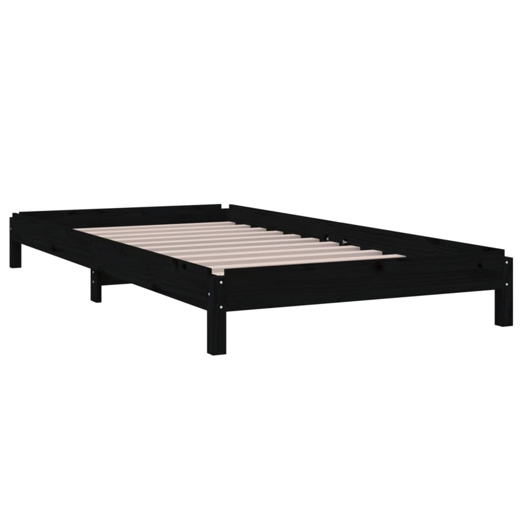 Lit empilable sans matelas noir 75x190 cm bois de pin massif - XIOS